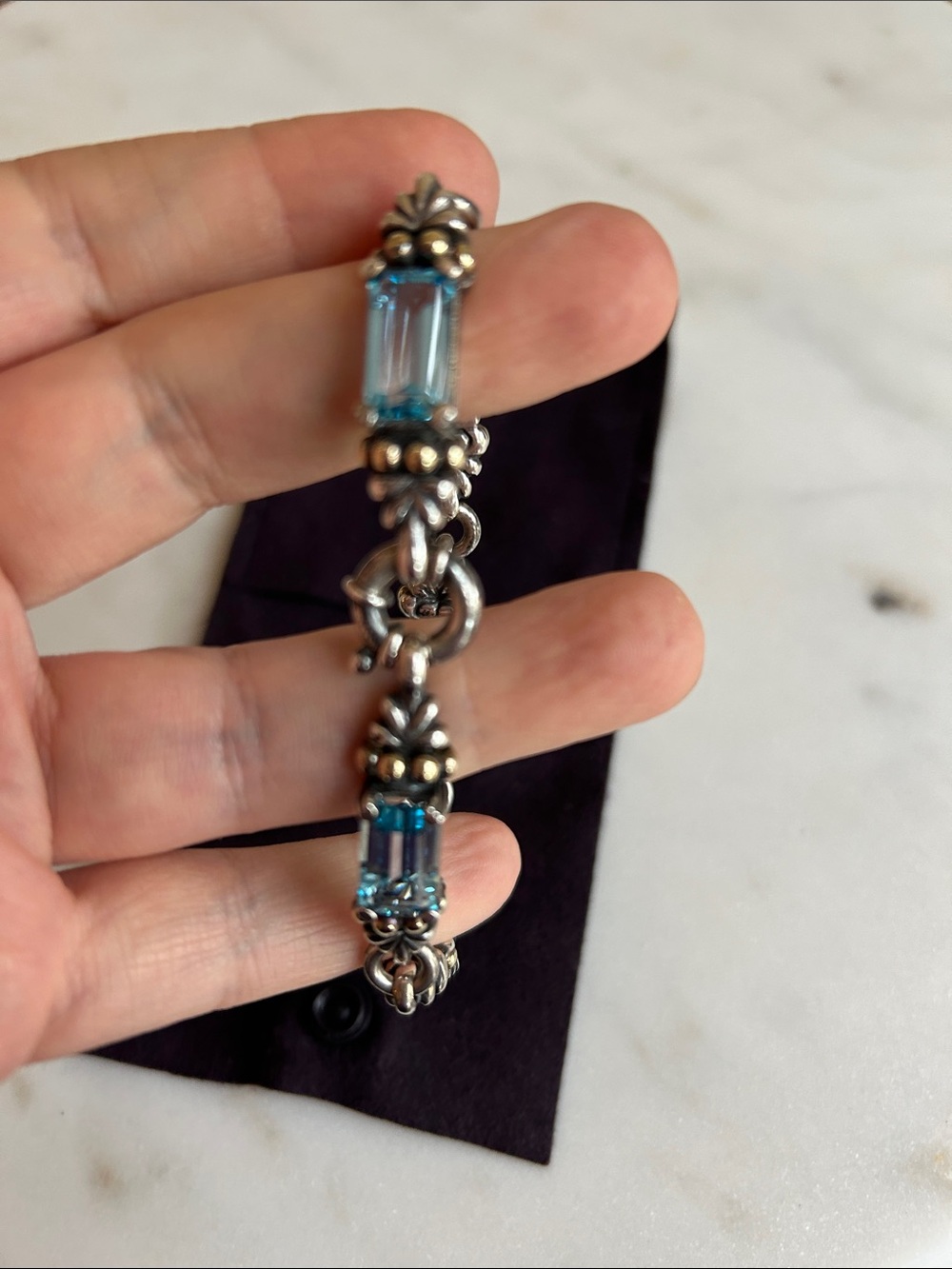 Lagos Sterling Silver Bracelet with Blue topaz  and 18k yellow gold Accents